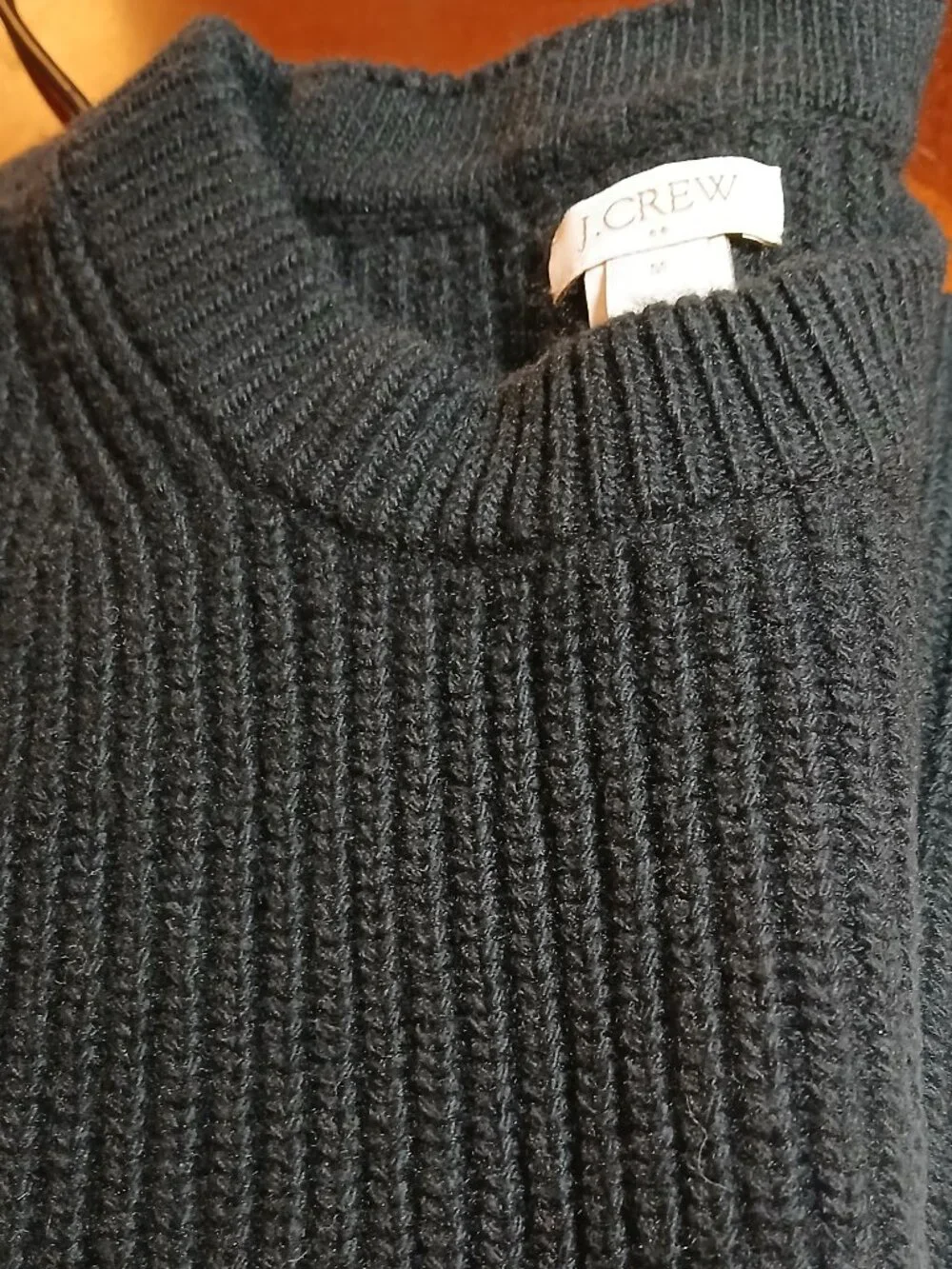 J. CREW Black Crew Neck Sleeveless Ribbed Wool Sweater Vest